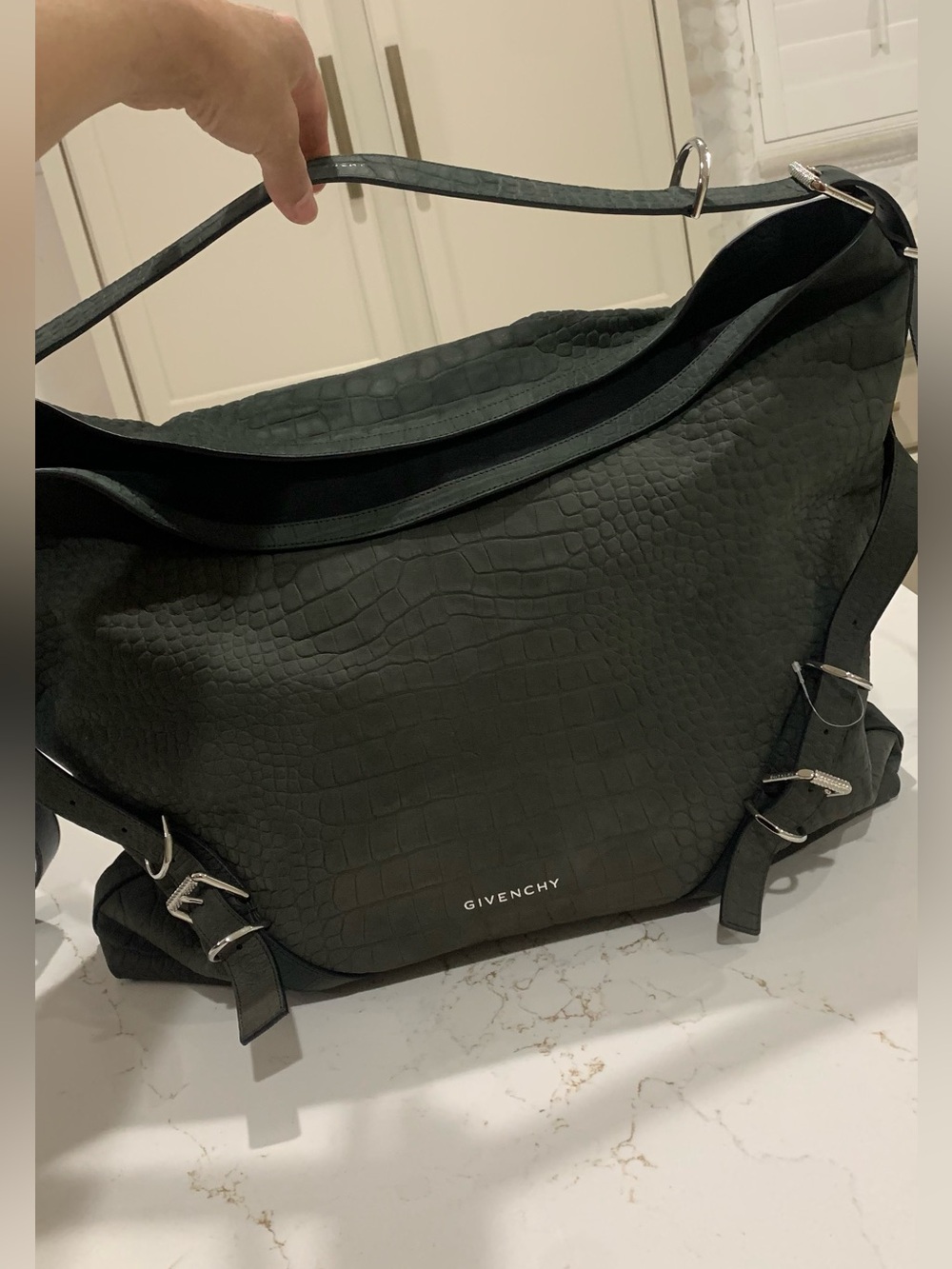 Givenchy Croc-Embossed Slouch Hobo Large Voyou shoulder bag